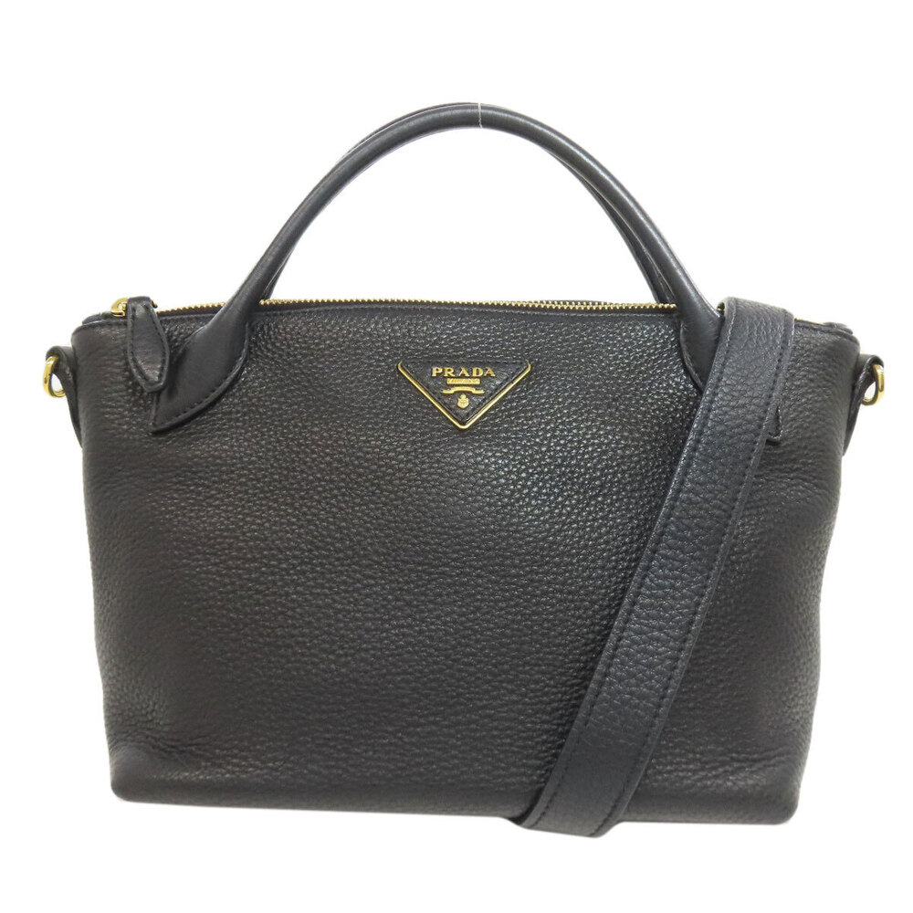 Prada 2way handbag black pebbled Vitello Daino leather - Picture 11 of 11